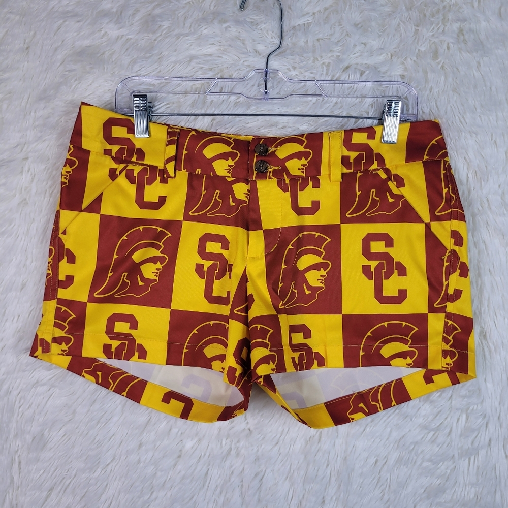 NWT Sz 8 Loudmouth Ladies Red & Gold USC Shorts 3" Inseam Collegiate Academia‎